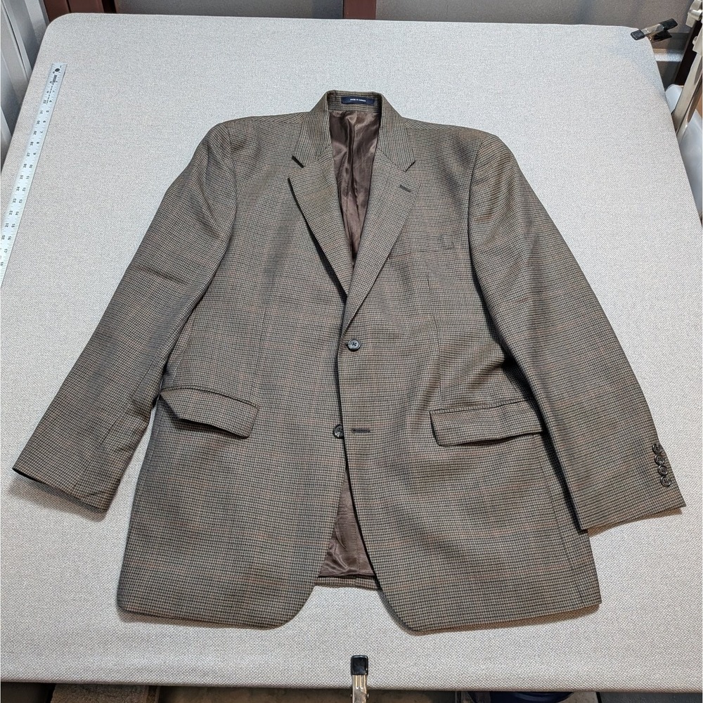 Ralph Ralph Lauren Men's Blazer 44L Brown Plaid 100% Wool Sport Coat Jacket